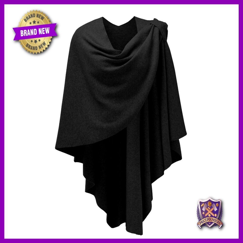 Large Cross Front Poncho Sweater Wrap Shawl Cape Knitted Fall Winter